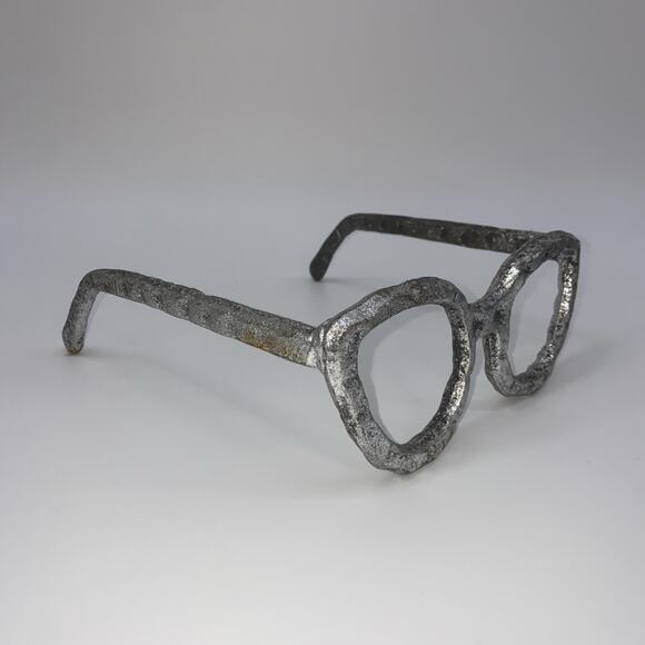 Eye Glasses Big Oversized Hammered Metal Sculpture Funky Home Accent Decor - Picture 7 of 8